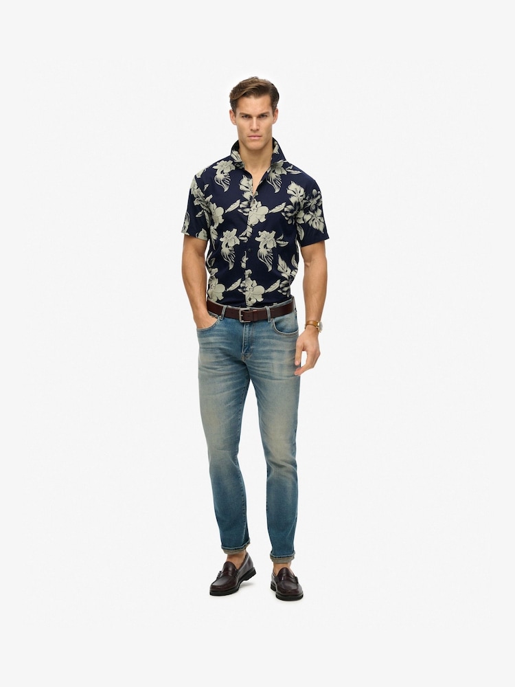 Superdry Blue Dark Hawaiian Print Shirt - Image 3 of 6