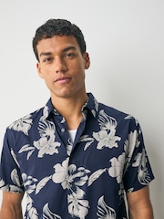 Superdry Blue Dark Hawaiian Print Shirt - Image 5 of 6
