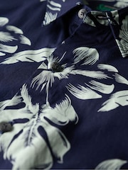 Superdry Blue Dark Hawaiian Print Shirt - Image 7 of 7