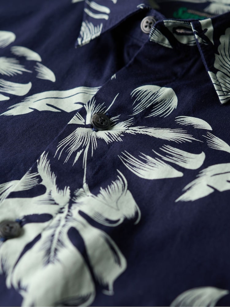 Superdry Blue Dark Hawaiian Print Shirt - Image 7 of 7
