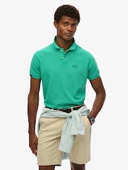 Superdry Green Vintage Destroy Relaxed 100% Cotton Polo Shirt - Image 1 of 5