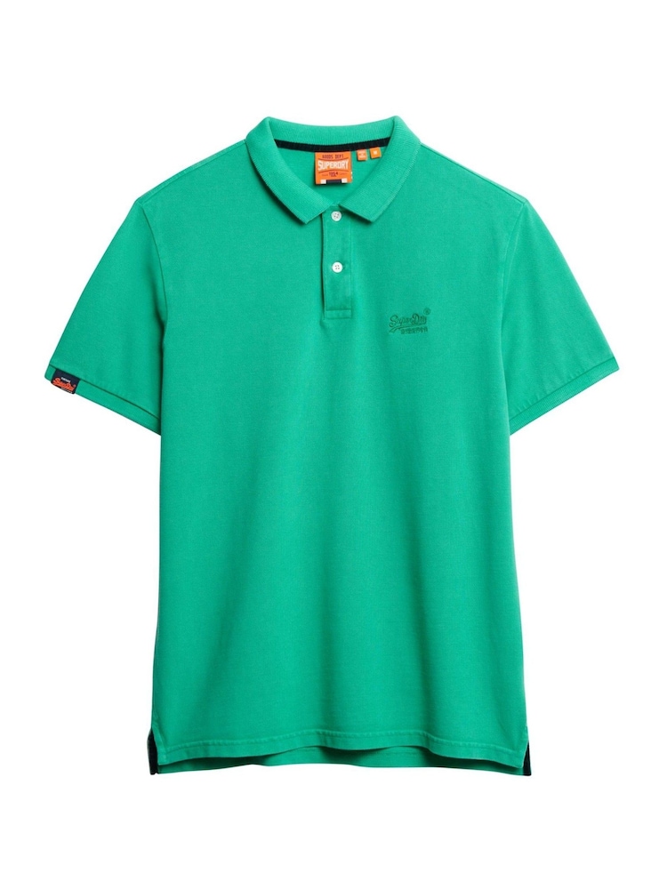 Superdry Green Vintage Destroy Relaxed 100% Cotton Polo Shirt - Image 4 of 5