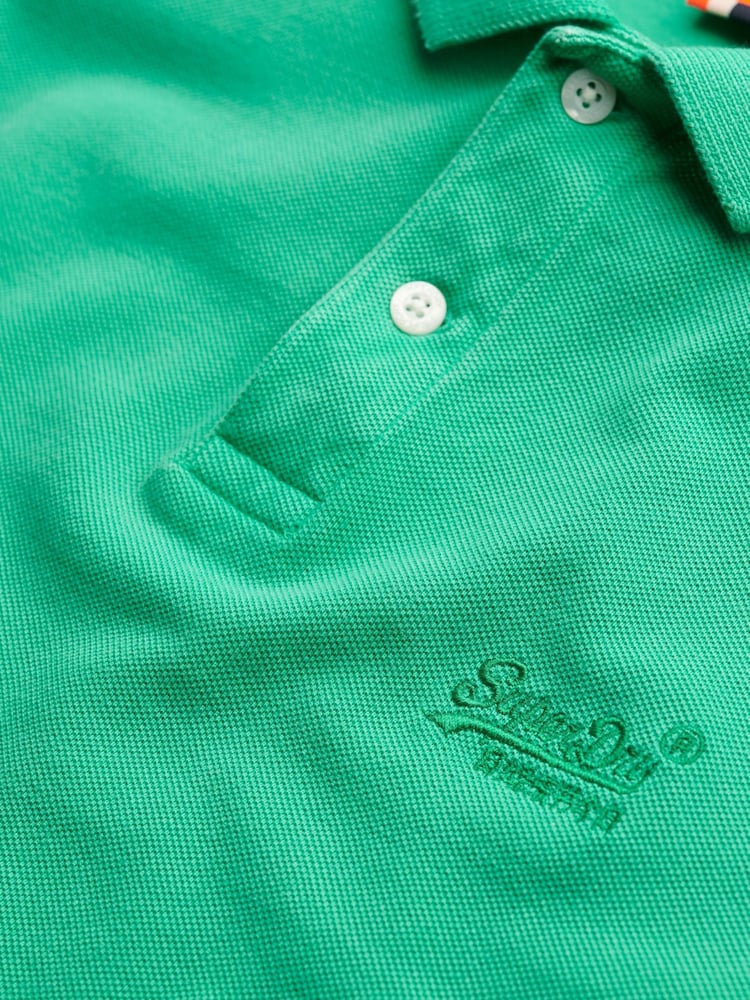 Superdry Green Vintage Destroy Relaxed 100% Cotton Polo Shirt - Image 5 of 5