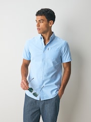 Superdry sky Blue Oxford Short Sleeve 100% Cotton Shirt - Image 5 of 8