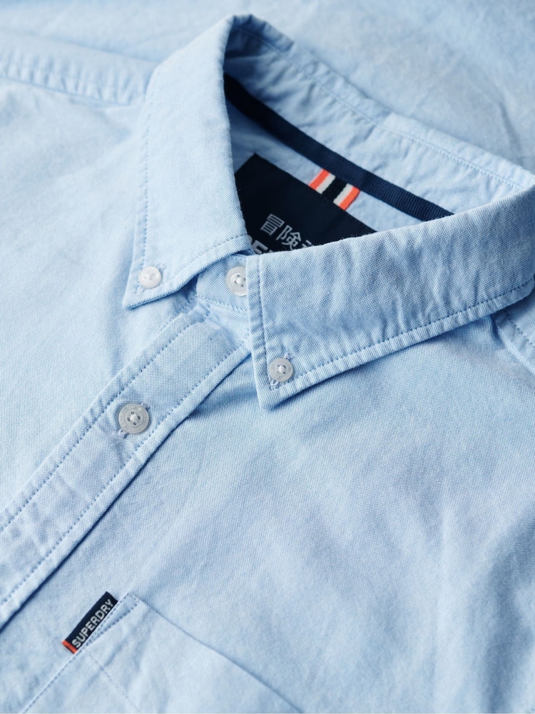 Superdry sky Blue Oxford Short Sleeve 100% Cotton Shirt - Image 8 of 8