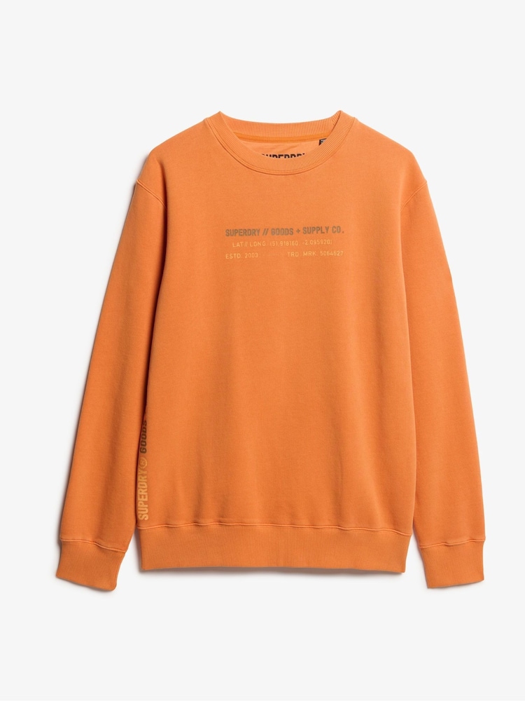 Superdry Orange Utility Sport Crew Sweatshirt - Image 2 of 3