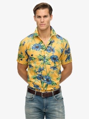 Superdry Yellow Short Sleeve Hawaiian Printed Shirt - Image 1 of 6