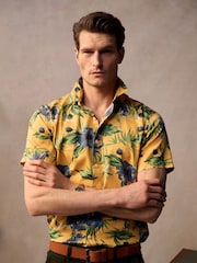 Superdry Yellow Short Sleeve Hawaiian Printed Shirt - Image 2 of 6
