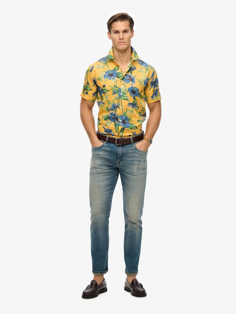 Superdry Yellow Short Sleeve Hawaiian Printed Shirt - Image 3 of 6
