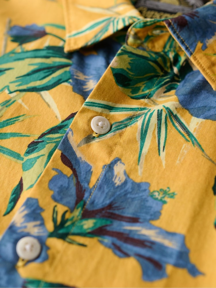 Superdry Yellow Short Sleeve Hawaiian Printed Shirt - Image 5 of 6