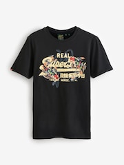 Черный - Футболка Superdry VL Tokyo Relaxed из 100% хлопка - Image 1 of 2