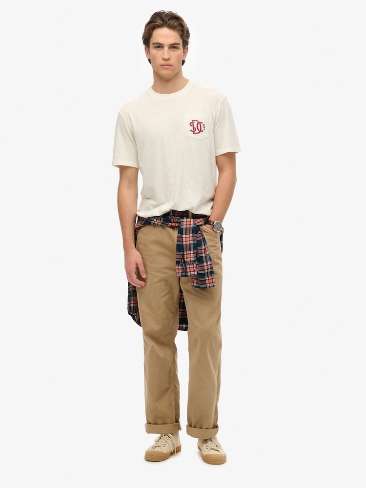 Superdry Cream Merchant Graphic Loose Fit 100% Cotton T-Shirt - Image 2 of 5