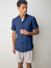Superdry Blue Chrome Vacation 100% Linen Shirt - Image 1 of 5