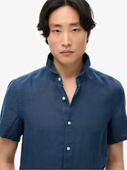 Superdry Blue Chrome Vacation 100% Linen Shirt - Image 3 of 5