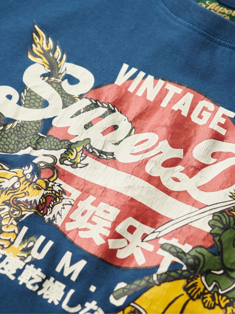 Superdry Blue VL Tokyo Relaxed 100% Cotton T-Shirt - Image 2 of 2