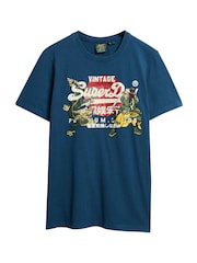 Superdry Blue VL Tokyo Relaxed 100% Cotton T-Shirt - Image 5 of 6