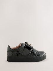 Baker by Ted Baker Boys Back to School Patent Bow Black Trainers - Image 2 of 5