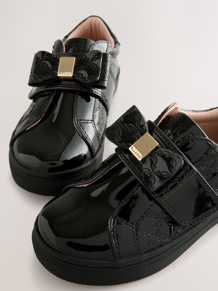 Baker by Ted Baker Boys Back to School Patent Bow Black Trainers - Image 2 of 2