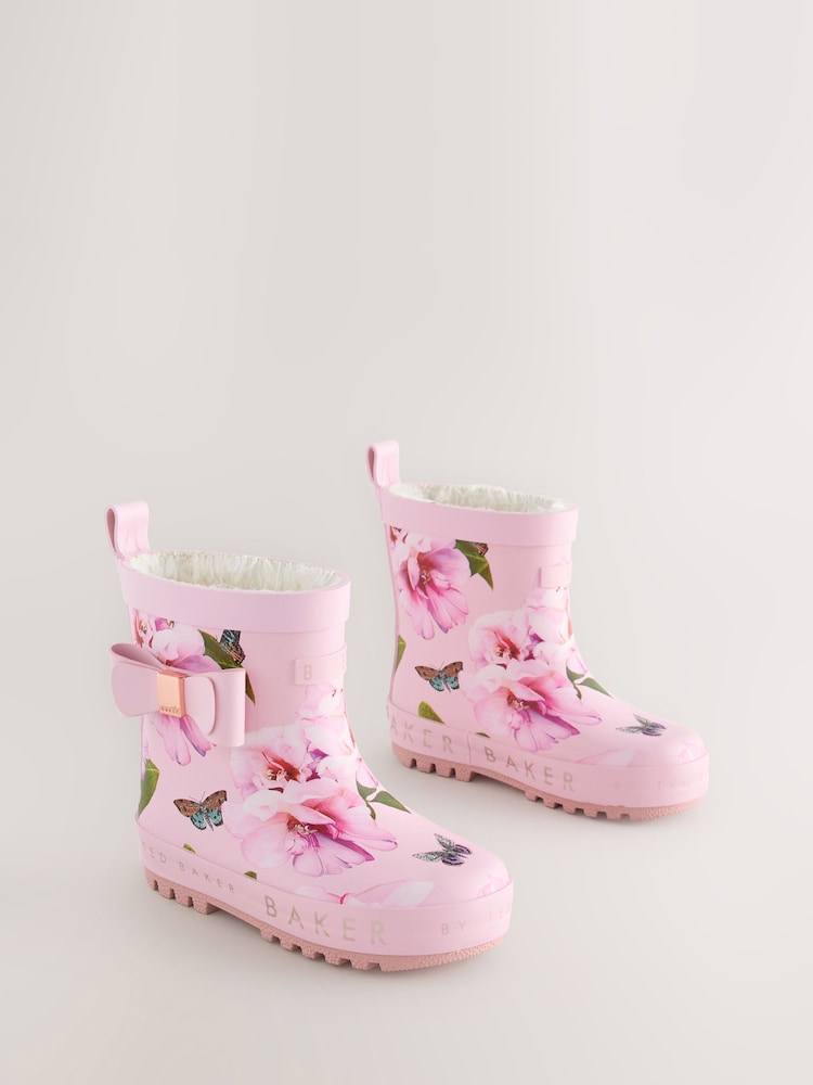 Baker by Ted Baker Girls Faux Fur Lined Welly Boots with Bow - Image 1 of 5 Baker by Ted Baker Girls Faux Fur Lined Welly Boots with Bow - Image 1 of 5