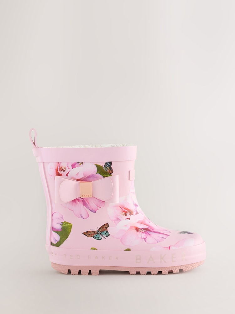 Baker by Ted Baker Girls Faux Fur Lined Welly Boots with Bow - Image 2 of 5 Baker by Ted Baker Girls Faux Fur Lined Welly Boots with Bow - Image 2 of 5
