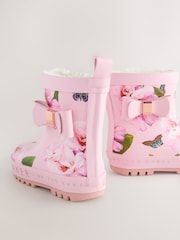 Baker by Ted Baker Girls Faux Fur Lined Welly Boots with Bow - Image 3 of 5