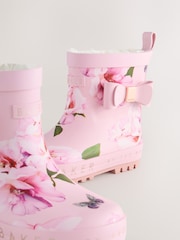 Baker by Ted Baker Girls Faux Fur Lined Welly Boots with Bow - Image 4 of 5