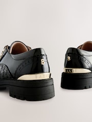 Baker by Ted Baker Girls Back to School Chunky Patent Black Brogue Shoes with Bow - Image 4 of 5