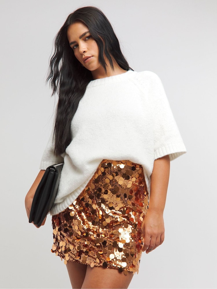 Gold - Simply Be Mixed Disc Sequin Mini Skirt - Bild 1 von 4