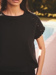 Black 100% Cotton Jersey Summer Shorts - Image 3 of 10