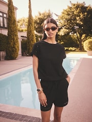Black 100% Cotton Jersey Summer Shorts - Image 6 of 10