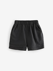 Black 100% Cotton Jersey Summer Shorts - Image 8 of 10