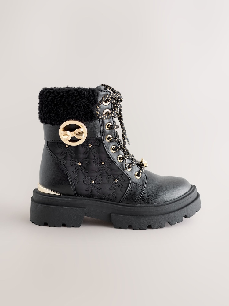 Baker by Ted Baker Girls Embossed Lace-Up Chunky Boots - Image 1 of 6 Baker by Ted Baker Girls Embossed Lace-Up Chunky Boots - Image 1 of 6