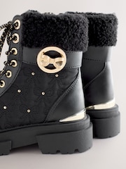 Baker by Ted Baker Girls Embossed Lace-Up Chunky Boots - Image 3 of 6