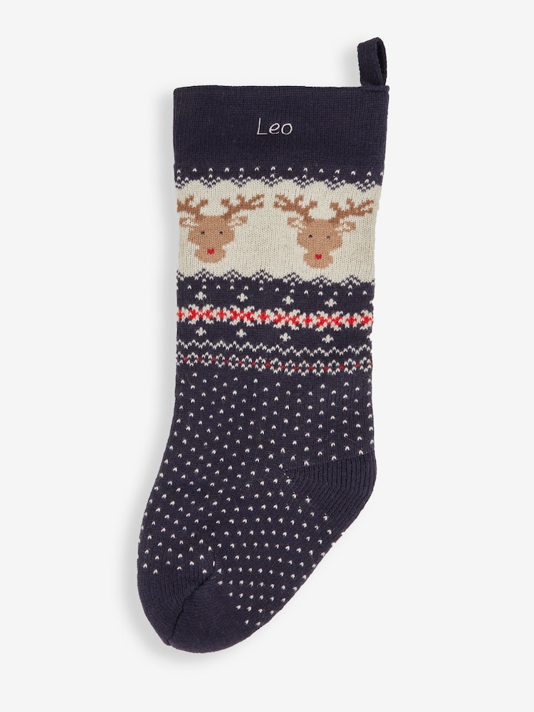 JoJo Maman Bébé Blue Personalised Knitted Stocking - Image 1 of 5