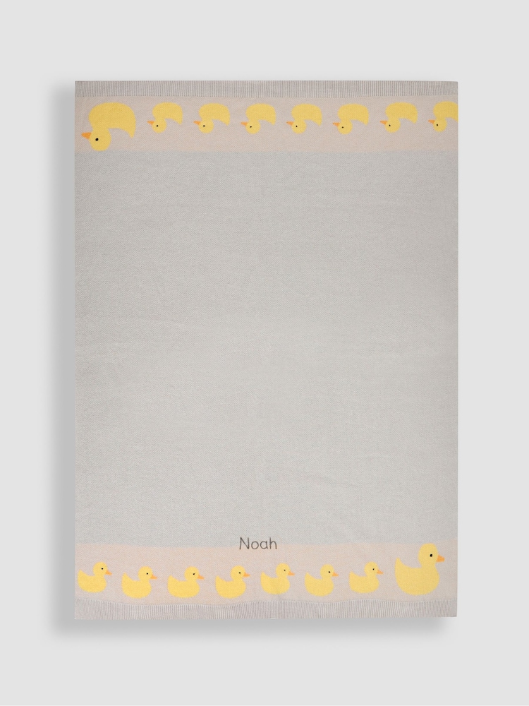 JoJo Maman Bébé Grey Duck Personalised Duck Knitted Shawl - Image 1 of 5