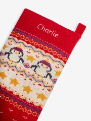 JoJo Maman Bébé Red Personalised Penguin Knitted Stocking - Image 3 of 6