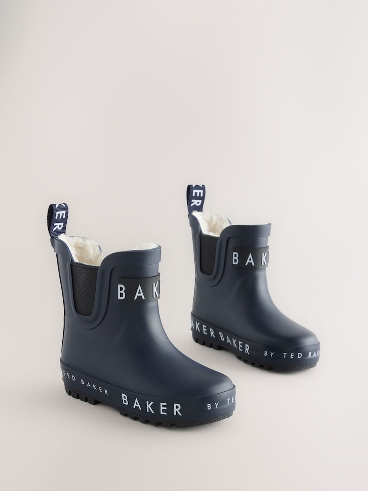 Baker by Ted Baker Boys Faux Fur Lined Welly Boots - Image 1 of 5