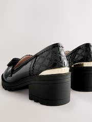 Baker by Ted Baker Girls Back to School Patent Heeled Black Loafer Shoes with Bow - Image 4 of 5