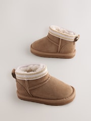 Baker by Ted Baker Girls Cosy Suede Branded Tape Slipper Boots - Image 1 of 6