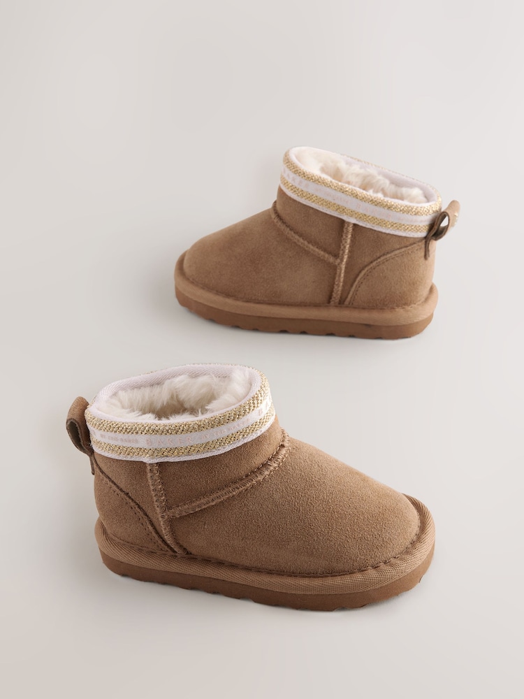 Baker by Ted Baker Girls Cosy Suede Branded Tape Slipper Boots - Image 1 of 6