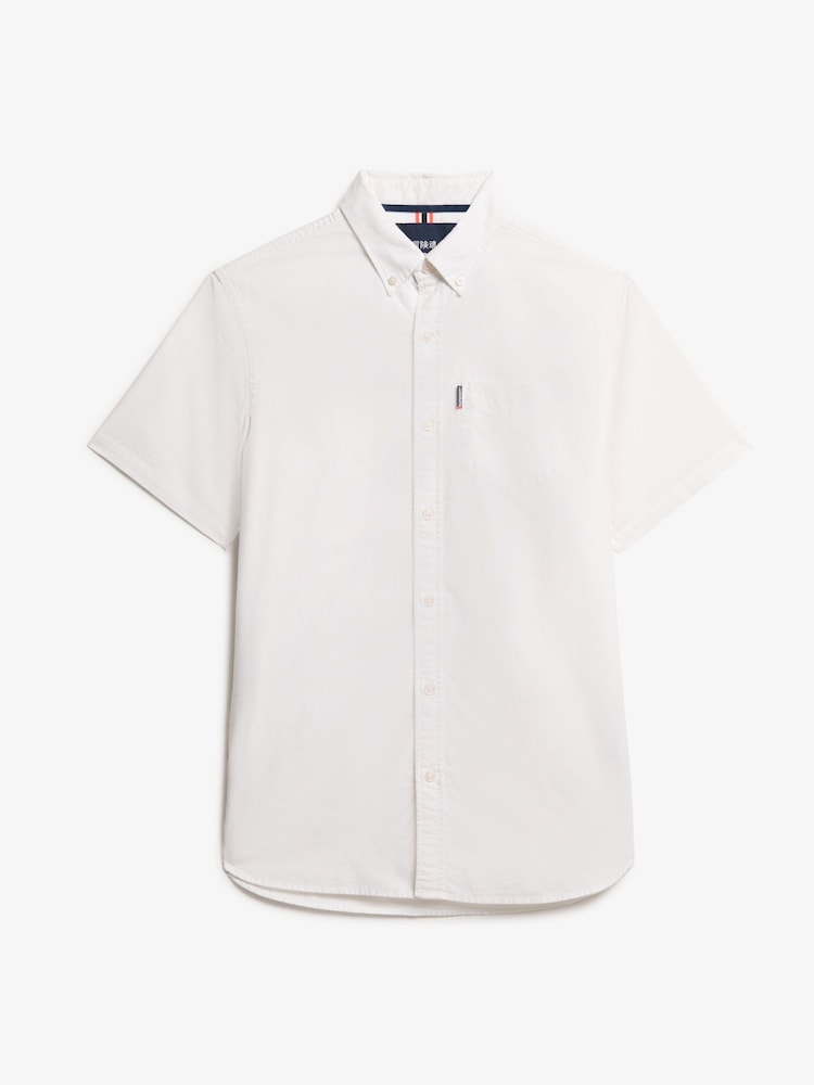 Superdry White Oxford Short Sleeve 100% Cotton Shirt - Image 4 of 4