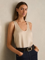 Reiss Neutral Ruby Silk-Front Cami Top - Image 1 of 10