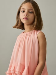 Reiss Pink Luni 9-13 yrs Chiffon Tiered Dress - Image 1 of 4