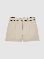 neutre - Shorts à surpiqûres en lin Reiss Fawn - Image 2 de 6