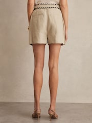 neutre - Shorts à surpiqûres en lin Reiss Fawn - Image 5 de 6
