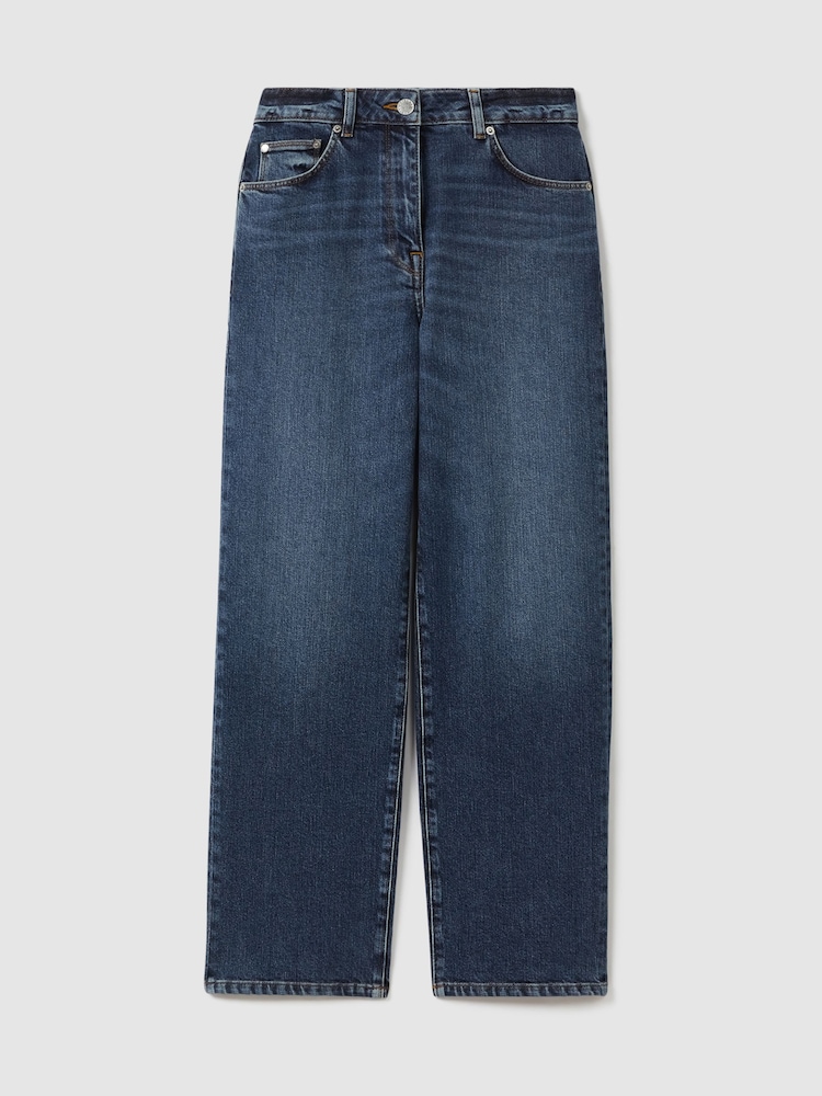 Reiss Mid Blue Selin Mid Rise Straight Leg Jeans - Image 2 of 6