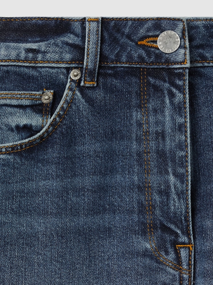Reiss Mid Blue Selin Mid Rise Straight Leg Jeans - Image 6 of 6