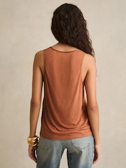 Reiss Toffee Brown Ruby Silk-Front Cami Top - Image 4 of 6