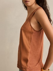 Reiss Toffee Brown Ruby Silk-Front Cami Top - Image 5 of 6