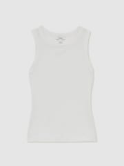Reiss White Betty Stretch-Cotton Racerback Vest - Image 2 of 7